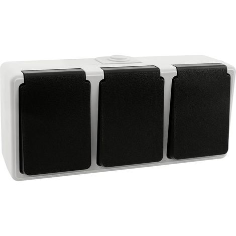 TAFF Feuchtraum 3-fach Steckdose IP44 Aufputz Dreifachsteckdose horizontal (1/6)