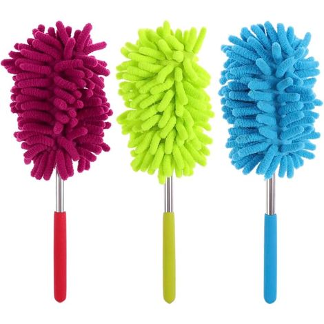 Plumeau télescopique extensible en microfibre de 70 cm (27,55 po) avec brosse antistatique pour le dépoussiérage de la maison, de la voiture et de la cuisine. (1/4)
