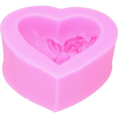 3D heart-shaped silicone mold for rose flower, love cake, chocolate, soap, candle. (1/5)