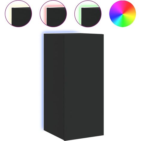 Meuble TV mural avec lumières LED noir 30,5x35x70 (1/5)