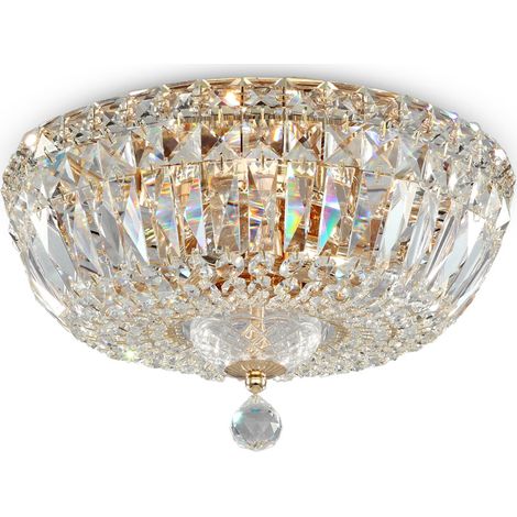 Basfor Lampada da soffitto semi-incasso oro antico e cristallo, 3 luci, E14 (1/5)