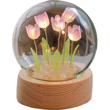 Luce notturna decorativa a forma di tulipano, viola, per la casa. (1/5)