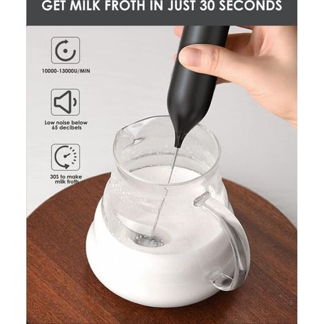 Mousseur à lait Électrique, Rechargeable USB-C Mousseur Lait avec support en Acier Inoxydable Mousseur de Lait Automatiques Baguette Murale pour Café, Latte et Cappuccino (1/3)