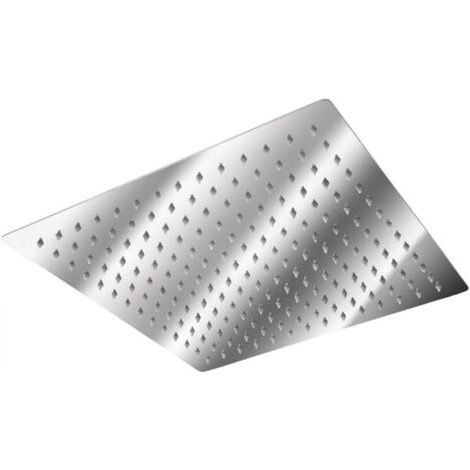 Pommeau de Douche de Tte Carre Effet Pluie Design en Inox 30 cm x 30 cm - argent (1/4)