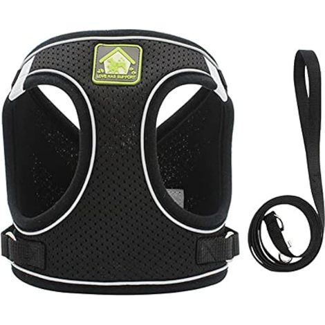 Harnais pour Chien Vest De Chat De Chiot Gilet De Chien Réfléchissant Harnais Et Laisse De Laisse Propice Au Carlin De Chihuahua Petite Et Moyenne Laisse De Marche-Black,XS (1/5)