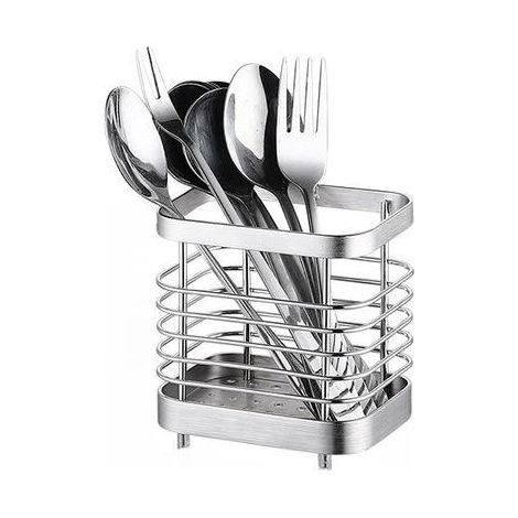 Égouttoir à couverts en acier inoxydable - Ensemble de cuisine - Rangement de cuisine - Organisateur de comptoir - Porte-couverts - Acier inoxydable - Argent (1/5)