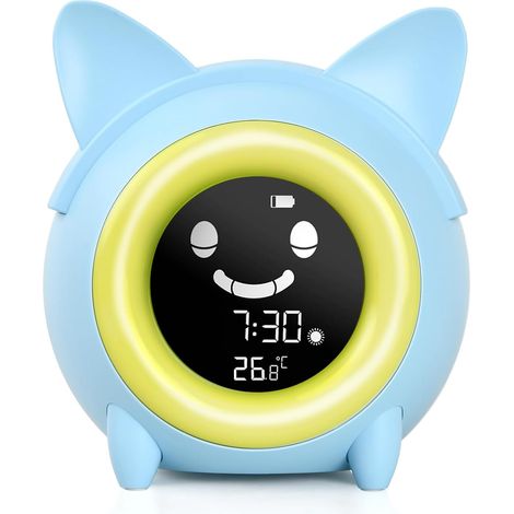 Réveil Enfant, Reveil Enfant Educatif Jour/Nuit avec Emoji Et Lumière 5 Couleurs Minuterie Fonction Snooze, Réveils Lumineux pour Enfants, Parfait pour 2-10 Ans Reveil Fille Garçon (1/4)