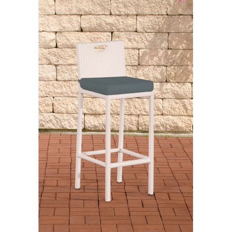 Taburete Alto de Exterior Mari con Cojín Gris hierro Blanco