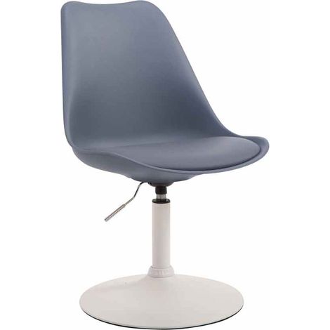 Chaise de salle à manger x1 pivotante hauteur réglable en PVC gris et pied trompette en métal blanc 100008274 (1/3)