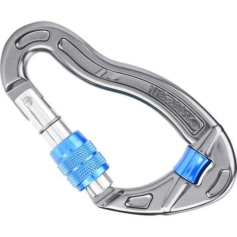 Mousqueton de sécurité 25KN à vis pour escalade, alpinisme et équipement de secours (Bleu) (1/5)