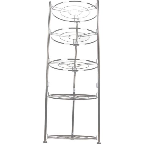 Étagère d'angle cuisine 5 niveaux acier inoxydable, support rangement casseroles ustensiles de cuisson organisateur (1/5)