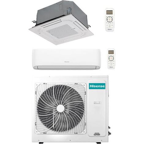 Hisense Hi Comfort Klimaanlage + 4-Wege-Kassette R32 Dual Split Inverter 12000 + 12000 BTU mit E.U. 3AMW62U4RJC NEU Klasse A++/A+ (1/4)