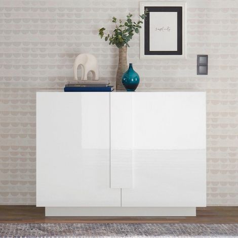 Aparador para sala de estar blanco brillante 2 puertas 120cm Jupiter WH S (1/5)