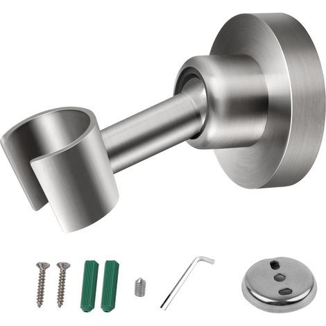 Support de Douche, Support Douche en Acier Inoxydable, Rotation Sphérique pour Ajuster Support Douche Mural, Installation Perforée, L'angle peut Être Ajusté Selon les Besoins (1/5)