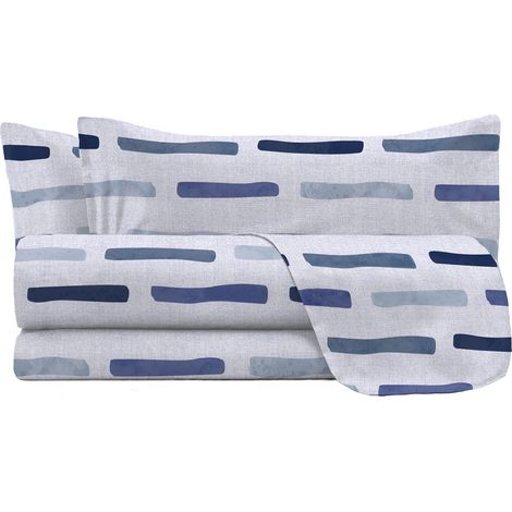 Set Lenzuola Karma Matrimoniale Sopra Sotto e Federe in Poliestere Fun Blu (1/4)