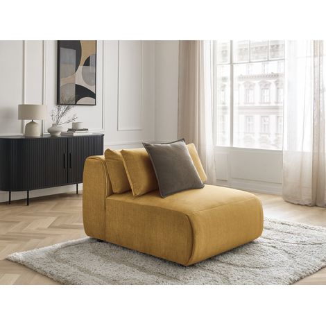 BOBOCHIC - Chauffeuse 1 place avec têtière pour canapé modulable JANA tissu velours   Jaune
