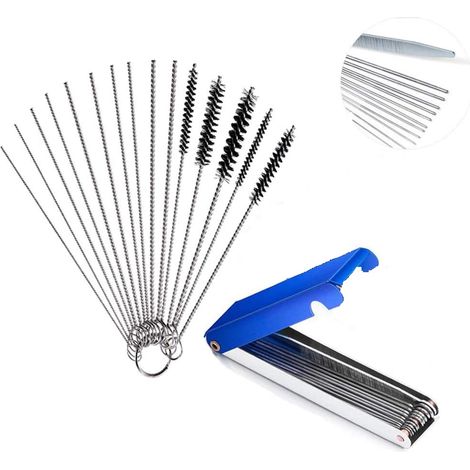 Carburetor Cleaning Brush Set - Stainless Steel + Nylon Brushes with 13 Diameter Wires - for Motorcycle and Car Carburetor Maintenance - 1 Set
