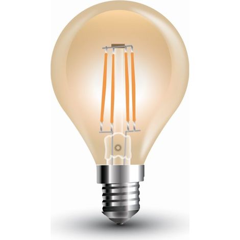 V-TAC VT-1953 4499 Lampadina LED E14 4W P45 a Filamento Cover Ambrata 2200K (1/5)