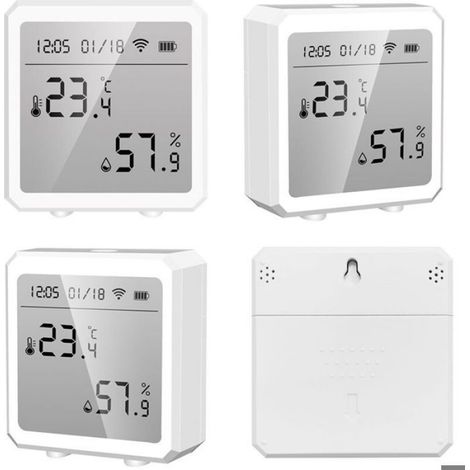 Thermo-hygromètre WiFi sans fil -10 à 55°C 0-100% HR, indicateur intérieur, pour maison serre sous-sol, compatible 2.4GHz (1/5)