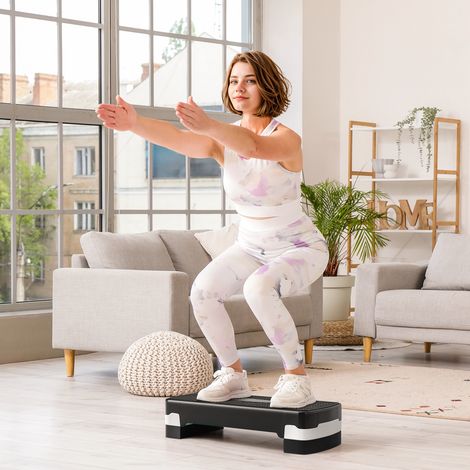 Noir 68x29x15 cm - Fitness Step Stepper Aérobie Step Antiglissement Pas Aérobie avec hauteur réglable 2 niveaux de 10/15 cm Charge 150 kg (1/4)