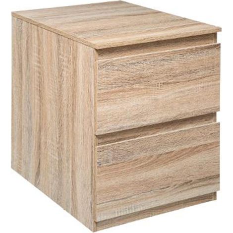 Five Simply Smart – Table de chevet 2 tiroirs 50cm en panneaux de particules – Style moderne naturel – Rangement pratique pour chambre (1/3)