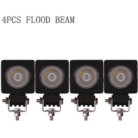 Projecteur de travail LED 10 W 12 V/24 V 5 cm (2 pouces) pour mini-voiture, camion, quad, moto, 4x4, tracteur, vélo, clignotant, antibrouillard, phare de route, faisceau carré 4 pouces (1/5)