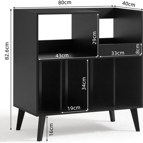 Large Record Stand with Storage & Shelf - Vinyl Holder with Display Surface for Up to 300 Albums - Ideal Storage Solution for Music Room & Living Room (1/5)