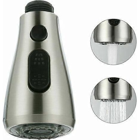Douchette extractible pour lavabo, compatible avec mitigeur de cuisine, pommeau de douche professionnel, 2 types de jets, finition brossée (1/5)