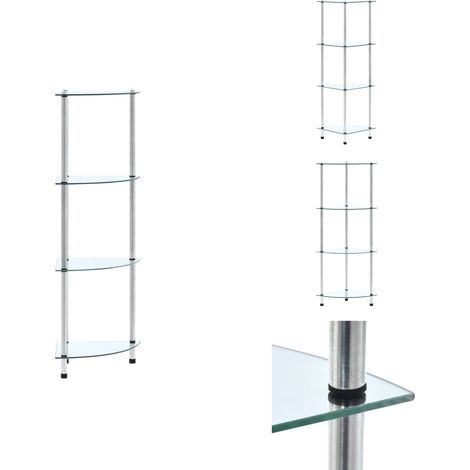 Étagère 4 niveaux Transparent 30x30x100 cm Verre trempé - Bibliothèque Design - Étagère Vitrée - Meuble Rangement - Bibliothèque Moderne - Étagère Transparente (1/5)