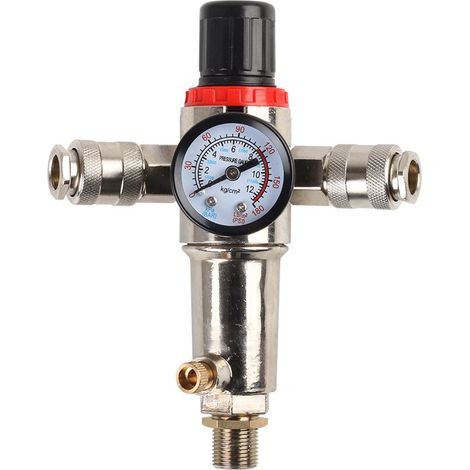 Détendeur de pression d'air – Régulateur pneumatique avec filtre à particules et séparateur d'eau – Vidange semi-automatique – Raccord pour compresseur (1/4)