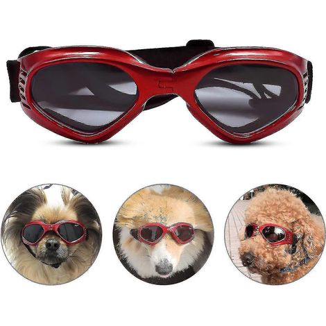 Lunettes de soleil pour chien, sangle ajustable pour lunettes de soleil UV, protection imperméable-Red