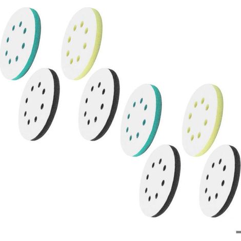 8 Pièces Tampon de Ponçage Souple 125mm Tampon d'Interface Ponceuse, Plateau de Poncage 8 Trous Tampon Interface en Éponge en (1/4)