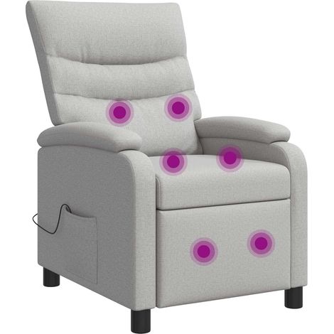 Massage Recliner Cloud Grey Fabric vidaXL (1/5)