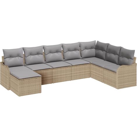 Maison Exclusive - Gartensofa-set 8 pcs Beige Poly-Rattan