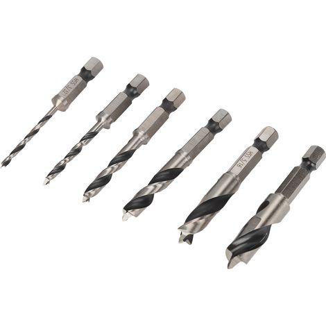 Lot de 6 forets à 3 pointes en acier rapide, pour le travail du bois et l'érable. (1/5)