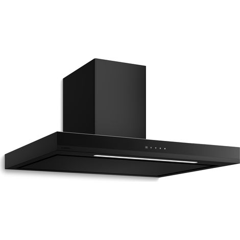 Klarstein Velaire Hotte Aspirante 90 cm - Hotte Murale, 595 m³/h, A++, Commandes Tactiles, LED, Filtre Charbon, Silencieuse, 3 Vitesses, Cuisine Moderne, Noir