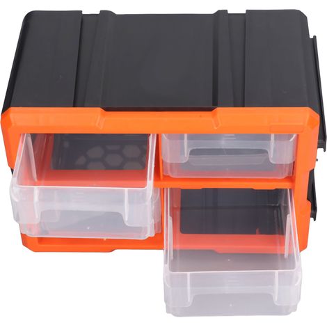 Boîte de rangement murale en PVC avec 4 tiroirs pour composants électroniques, vis et écrous. (1/5)