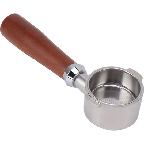 Porte-filtre sans fond de 51 mm, panier à 2 oreilles en acier inoxydable et poignée en séquoia pour cafetière (1/5)