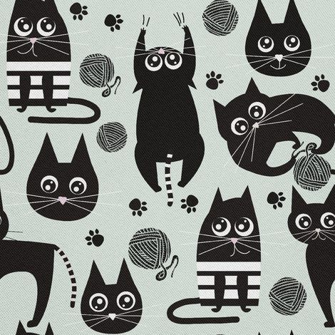TISSUS DÉCORATIFS D'EXTÉRIEUR OXFORD - Motif Chat Noir (1/5)