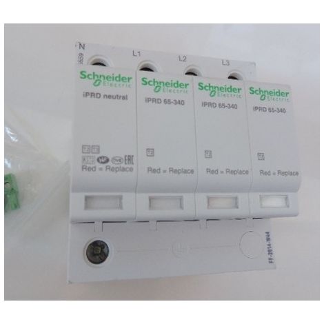 Parafoudre 65kA 3P+N type 2 avec report à distance 340V à cartouche débrochable iPRD65R Acti9 SCHNEIDER ELECTRIC A9L16559