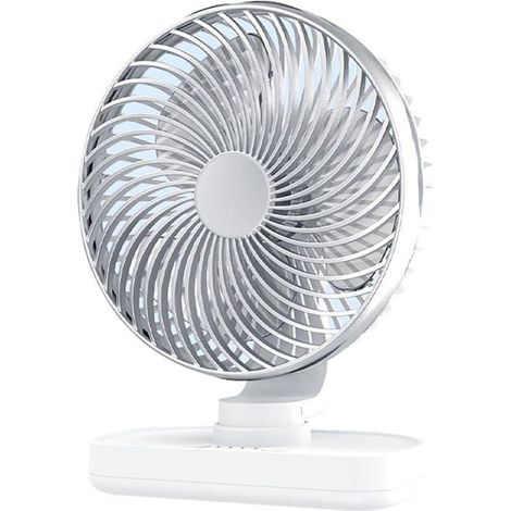 Ventilateur de table portable avec tête inclinable à 80 degrés et prise USB, ventilateur à 4 vitesses (argenté) (1/5)