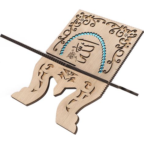 Étagère pliante vintage pour Coran, support de rangement pour livres de prières musulmans en bois sculpté, pliable. (1/5)