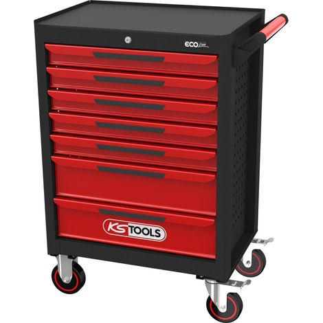 KS Tools ECOline Werkstattwagen SCHWARZ/ROT mit 7 Schubladen (1/5)