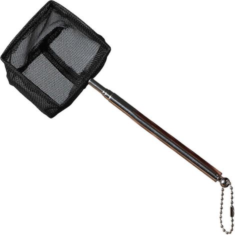 Épuisette carrée réglable, adaptée aux poissons et aux crevettes, type à perche télescopique, épuisette rétractable, grandes/petites tailles, forme trompette carrée noire multicolore. (1/5)