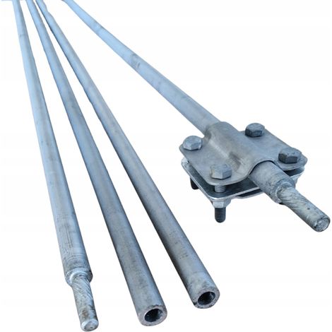 ELECTRODO DE PUESTA A TIERRA PARA PARARRAYOS PLEGABLE CON PIN PV 6MB 4x1,5M GALVANIZADO EN CALIENTE + CONECTOR (1/5)