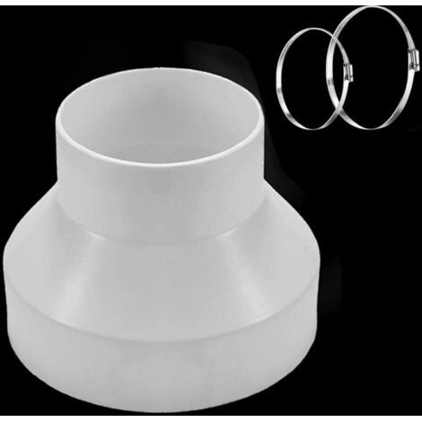 Réducteur de Conduits 150mm à 100mm en ABS Avec 2 colliers en acier inoxydable Adaptateur Universel pour Tuyau de Ventilation Connecteur de Réduction (1/5)