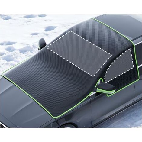 Voiture en Tissu Oxford, Protection Anti-Neige Anti-Givre Anti-Frost Hivernale, Semi-Housse Automobile Universelle Bordure Verte, Noir, Saisons contre Pluie, Soleil, Poussière, Emballage en Sable Mat (1/4)