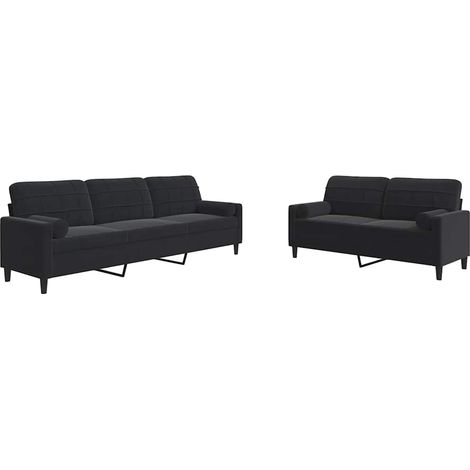 Maison Exclusive - Ensemble de canapés 2pcs et coussins et traversins noir velours (1/5)