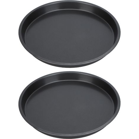 Lot de 2 moules à pizza antiadhésifs profonds en acier au carbone épais pour la cuisine et la pâtisserie, 25 cm (10 pouces). (1/5)