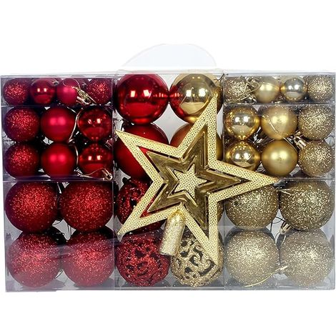 Esferas De Adorno Navideño Triple Estrella - Diseño Clásico - Paquete (1/5)